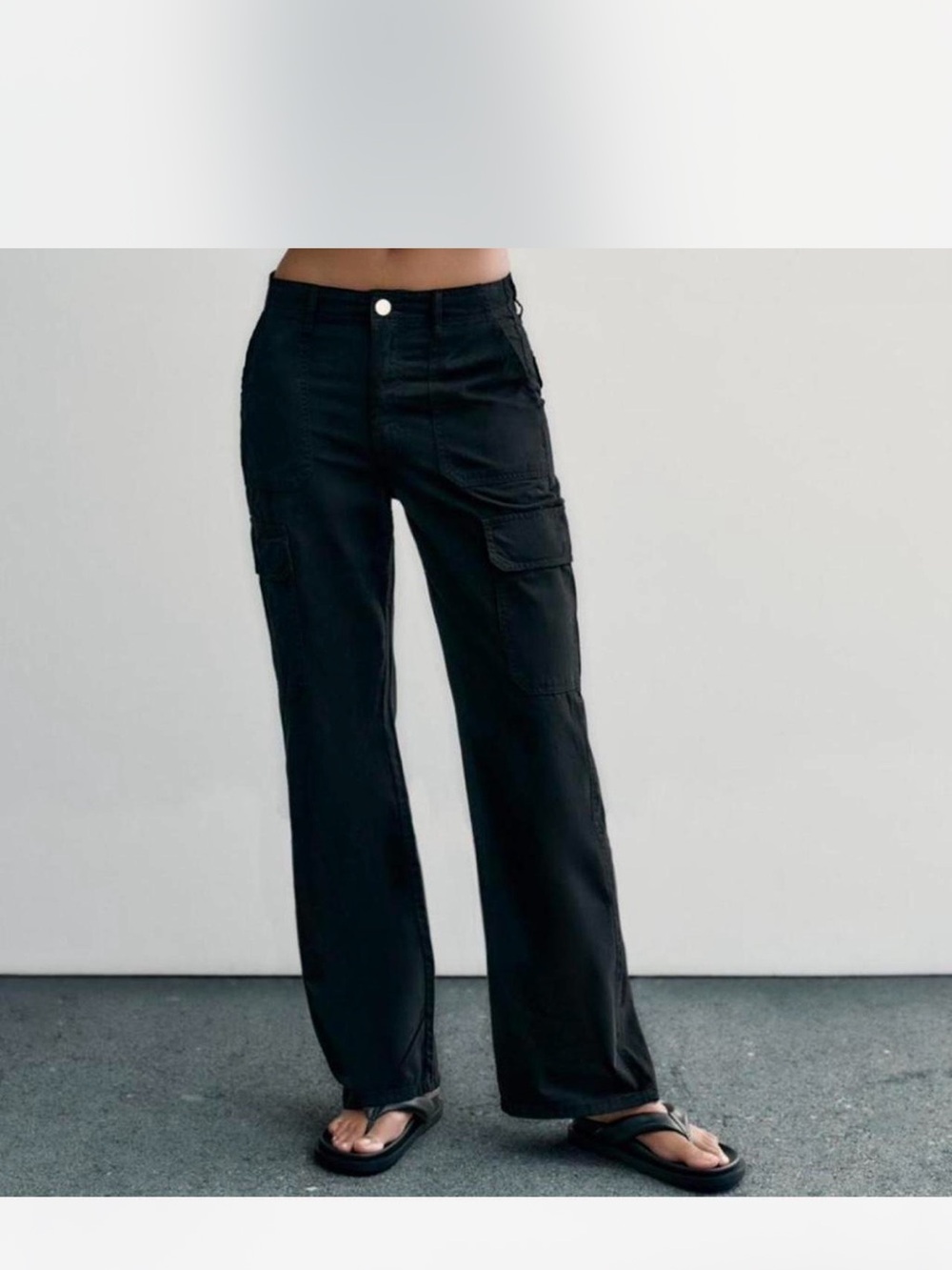 Zara Black Cargo Pants with Utility Pockets